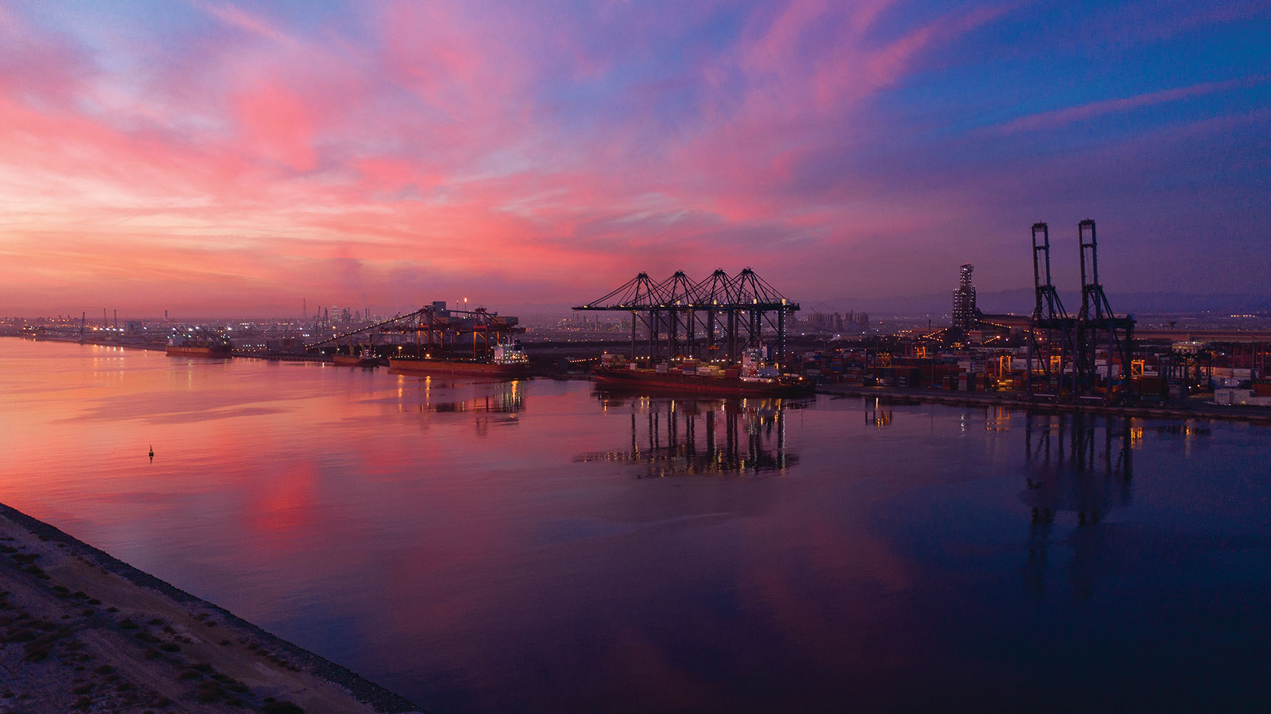 Port at sunset