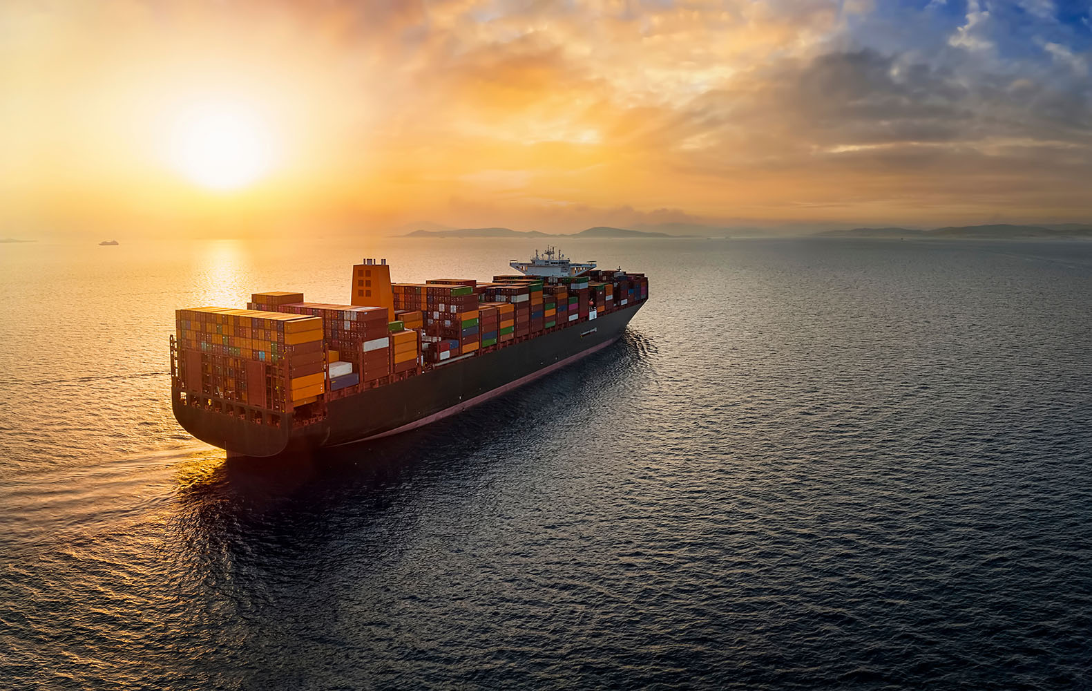 Cargo ship at sea